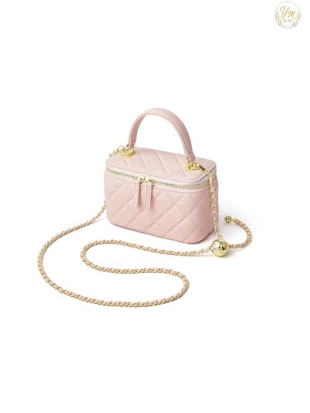 Genuine Lambskin Leather Quilted Small Crossbody Bag with Top Handle and Chain